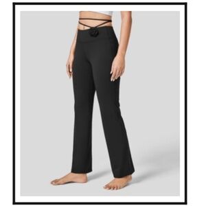 Halara Mid Rise Rosette Tie Back Pilates Pants